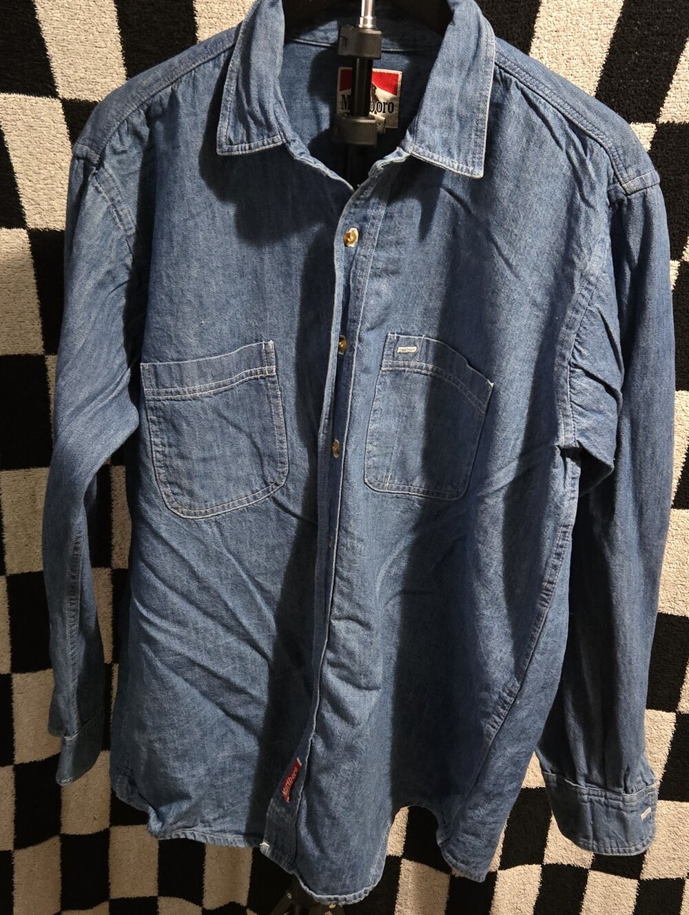 Vintage Marlboro Denim Button Up Long Sleeve Size Large